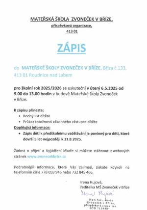 Zápis MŠ